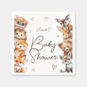 Waldtiere Thema Baby Shower Einladung Serviette
