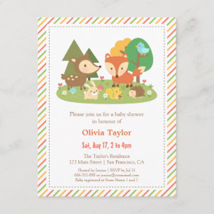 Waldtiere Tier Baby Shower Einladung
