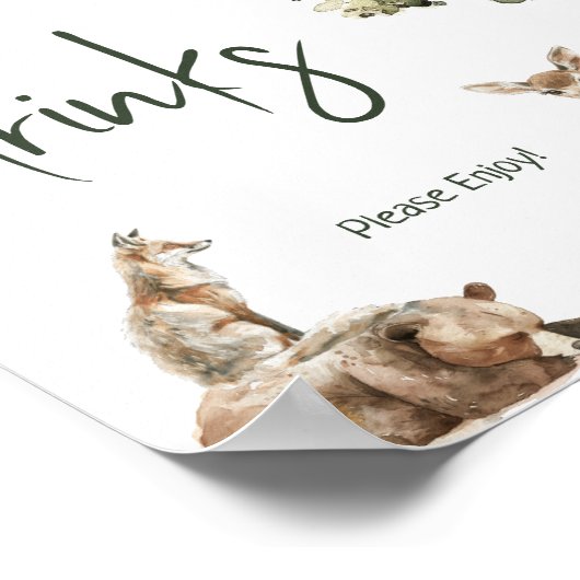 Waldtiere Tiere Baby Duschgetränke Unterschrift Poster (Ecke)