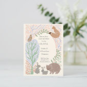 Waldtiere Tiere - Einladung zur Baby-Dusche Postkarte (Stehend Vorderseite)