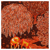 WALDTIERE, TIERE MIT BROOK-Gelb Stoff (Muster)