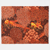 WALDTIERE, TIERE MIT ROCKENER, roter, gelber Blume Fleecedecke (Vorderseite (Horizontal))