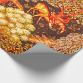 WALDTIERE, TIERE MIT ROCKENER, roter, gelber Blume Geschenkpapier (Ecke)