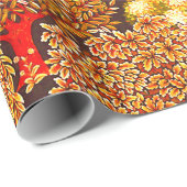 WALDTIERE, TIERE MIT ROCKENER, roter, gelber Blume Geschenkpapier (Rolleneckpunkt)