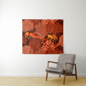 WALDTIERE, TIERE MIT ROCKENER, roter, gelber Blume Wandteppich (Beispiel (Horizontal))