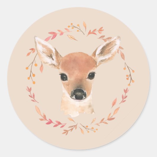Waldtiere Tiere Wasserfarbe Minimalistisch Runder Aufkleber (Vorderseite)