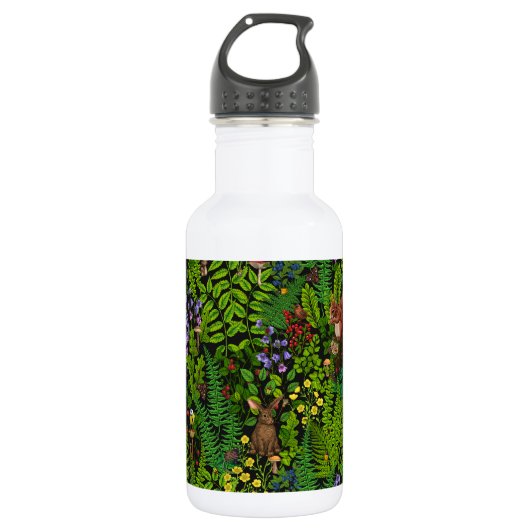 Waldtiere und Pflanze Edelstahlflasche (Vorderseite)