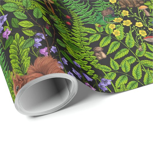 Waldtiere und Pflanze Geschenkpapier (Rolleneckpunkt)