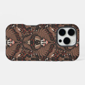 Waldtiere und Pflanze in rot und braun iPhone Hülle (Rückseite (Horizontal))