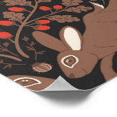 Waldtiere und Pflanze in rot und braun Poster (Ecke)