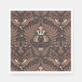 Waldtiere und Pflanze in rot und braun Serviette (Vorderseite)