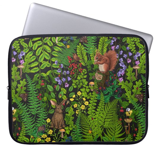 Waldtiere und Pflanze Laptopschutzhülle (Vorderseite)
