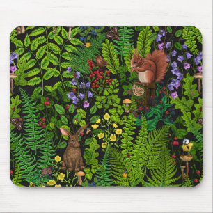 Waldtiere und Pflanze Mousepad