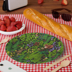 Waldtiere und Pflanze Pappteller
