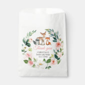 Waldtiere und rosa Blume Dusche Beutel Geschenktütchen (Vorderseite)