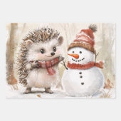 Waldtiere und Schneemann Geschenkpapier Set (Vorderseite 3)