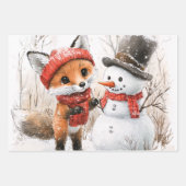 Waldtiere und Schneemann Geschenkpapier Set (Vorderseite)