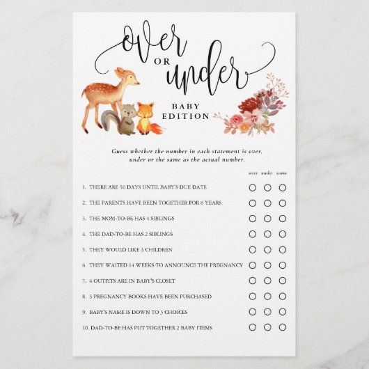 Waldtiere unter der Dusch-Papier-Spielkarte Flyer (Vorne)