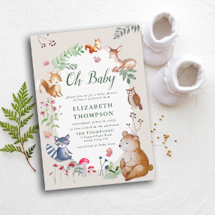 Waldtiere verzauberte Woods Niedlich Baby Dusche Einladung