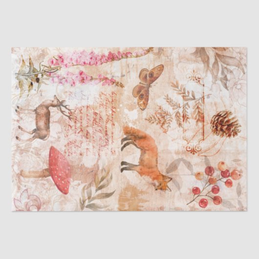 Waldtiere Vintage Dekoupage der Antike Seidenpapier (Vorderseite)