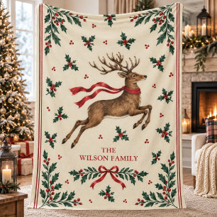 Waldtiere Vintage-Rentier Botanical Fleecedecke