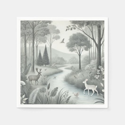 Waldtiere vintage serviette (Vorderseite)