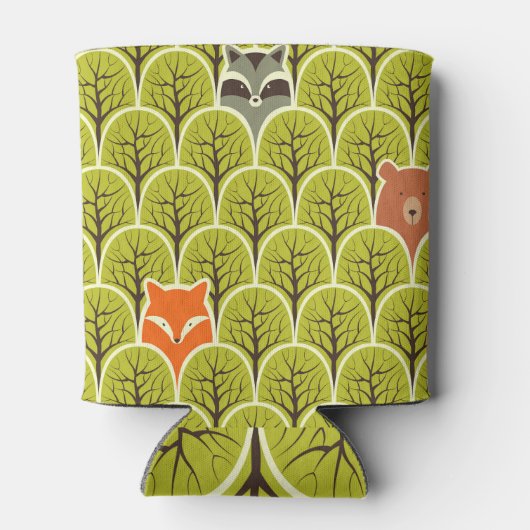 Waldtiere Vintages Muster Dosenkühler (Rückseite)