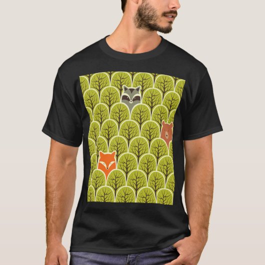Waldtiere Vintages Muster T-Shirt (Vorderseite)