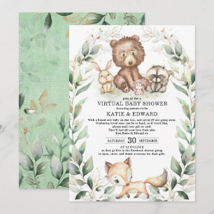 Waldtiere Virtual Baby Duwer Greeneria Gold Einladung