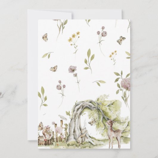 Waldtiere von Mädchen zum Geburtstag Einladung (Rückseite)