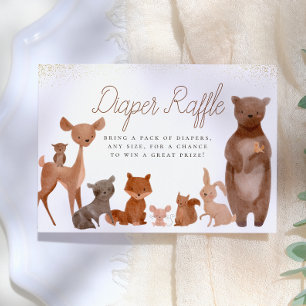Waldtiere Wald Baby Shower Windel-Raffle Begleitkarte