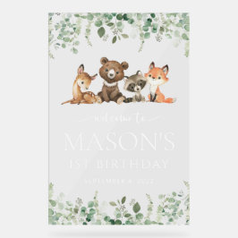 Waldtiere, Wald, Begrüßung zum ersten Geburtstag Acrylschild