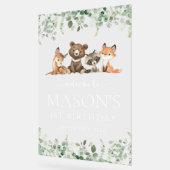 Waldtiere, Wald, Begrüßung zum ersten Geburtstag Acrylschild (Winkel)