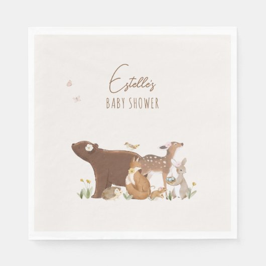 Waldtiere Wald Freunde Baby Shower Serviette (Vorderseite)