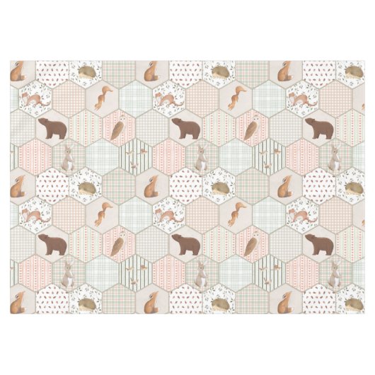 Waldtiere Wald Patchwork Baby Shower Geschenk Tischdecke (Vorderseite (Horizontal))