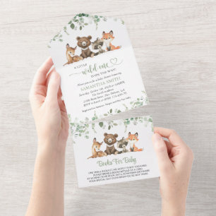 Waldtiere, Wald, Wild One, Babydusche All In One Einladung