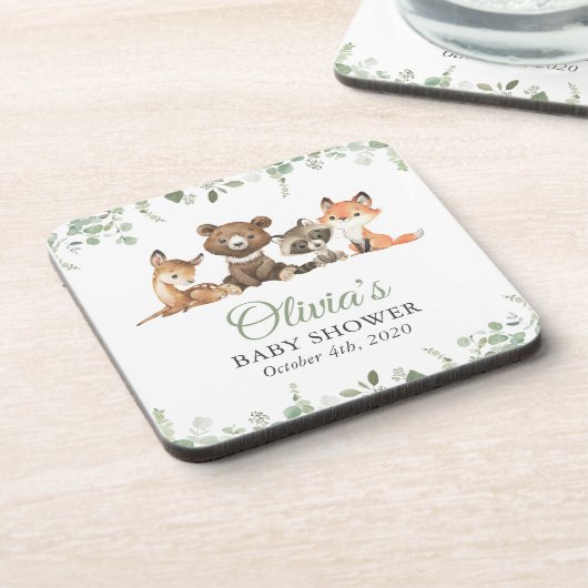 Waldtiere, Wald, Wild One, Babydusche Getränkeuntersetzer (Linke Seite)