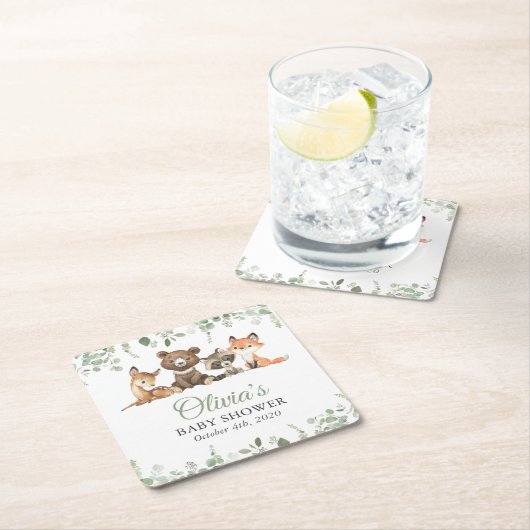 Waldtiere, Wald, Wild One, Babydusche Rechteckiger Pappuntersetzer (Vor Ort)