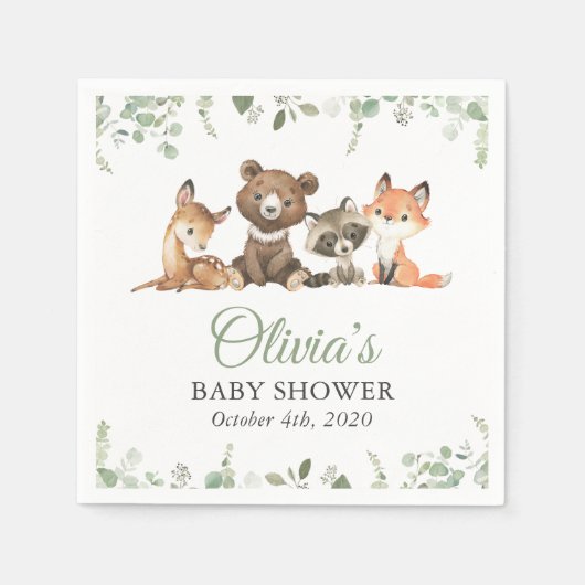 Waldtiere, Wald, Wild One, Babydusche Serviette (Vorderseite)