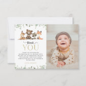 Waldtiere, Wald, Wild One, erster Geburtstag Dankeskarte (Vorderseite)