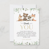 Waldtiere, Wald, Wild One, erster Geburtstag Dankeskarte (Vorderseite)