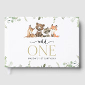 Waldtiere, Wald, Wild One, erster Geburtstag Gästebuch (Vorderseite)