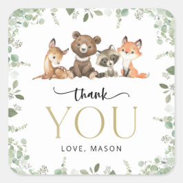 Waldtiere, Wald, Wild One, erster Geburtstag Quadratischer Aufkleber