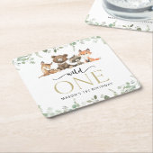 Waldtiere, Wald, Wild One, erster Geburtstag Rechteckiger Pappuntersetzer (angewinkelt)