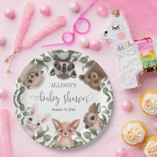 Waldtiere Waldfreunde Babydusche Pappteller (Party)