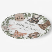 Waldtiere Waldfreunde Babydusche Pappteller (Schrägansicht)