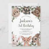 Waldtiere Waldfreunde Junge Geburtstagsparty Einladung (Vorderseite)