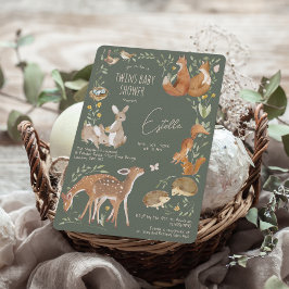 Waldtiere Waldfreunde Twins Kinderdusche Einladung