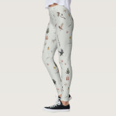 Waldtiere, Waldfrüchte, Blumen auf Grün Leggings (Links)