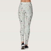 Waldtiere, Waldfrüchte, Blumen auf Grün Leggings (Rückseite)